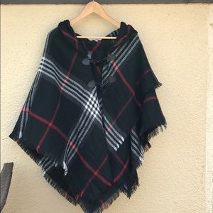 Cozy plaid Poncho